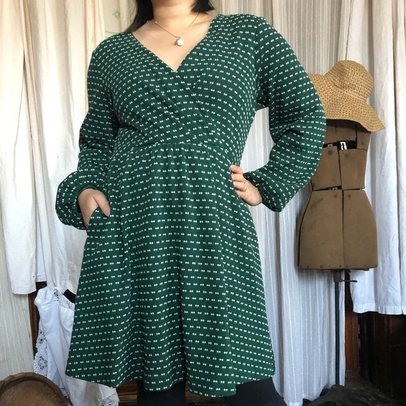 Anthropologie | Dresses | Anthropologie Maeve Emerald Knit Fit Flare Dress  W Pockets | Poshmark